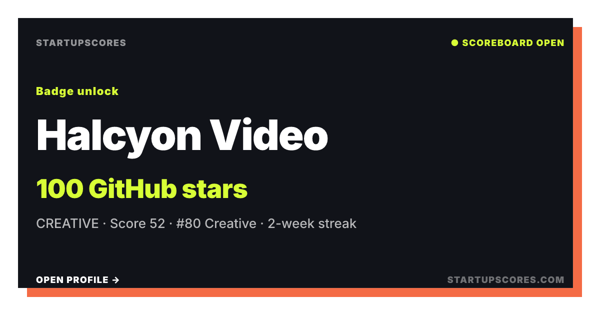 Halcyon Video verified share card