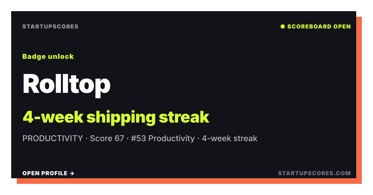 Rolltop verified share card