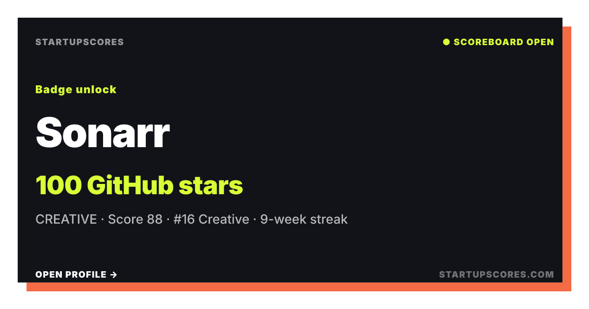 Sonarr verified share card