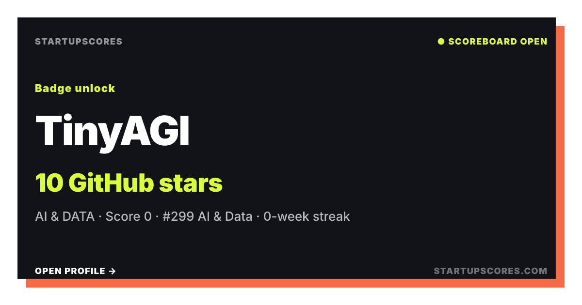 TinyAGI verified share card