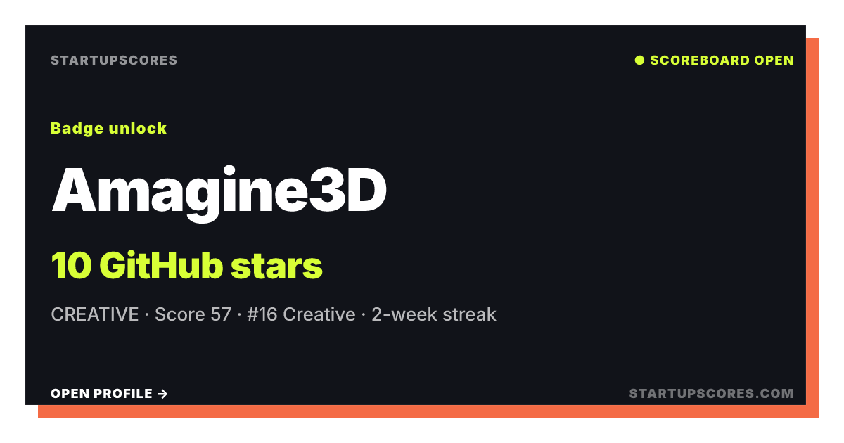 Amagine3D verified share card