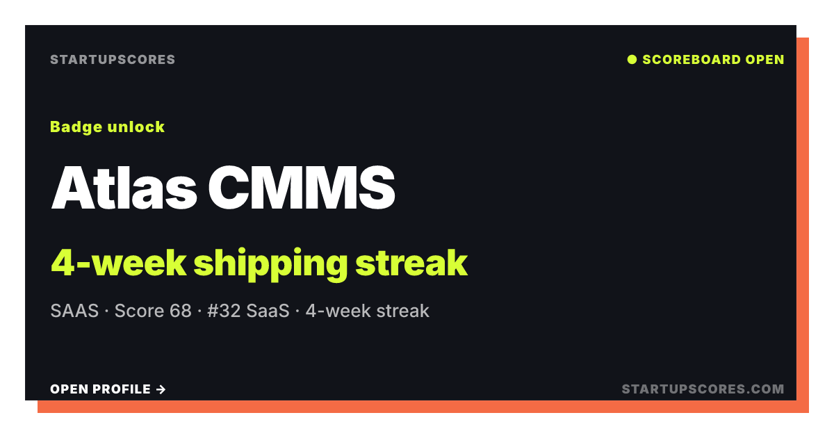 Atlas CMMS verified share card