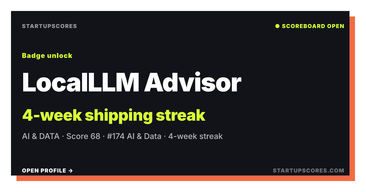 LocalLLM Advisor verified share card